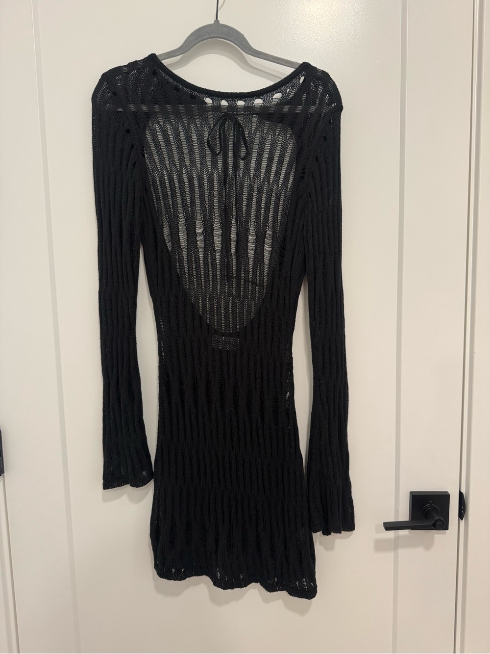 Princess Polly Black Open-Back Knit Mini Dress